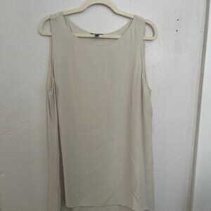 Eileen Fisher Cream Sleeveless Layered Tunic Tank Top | Large
